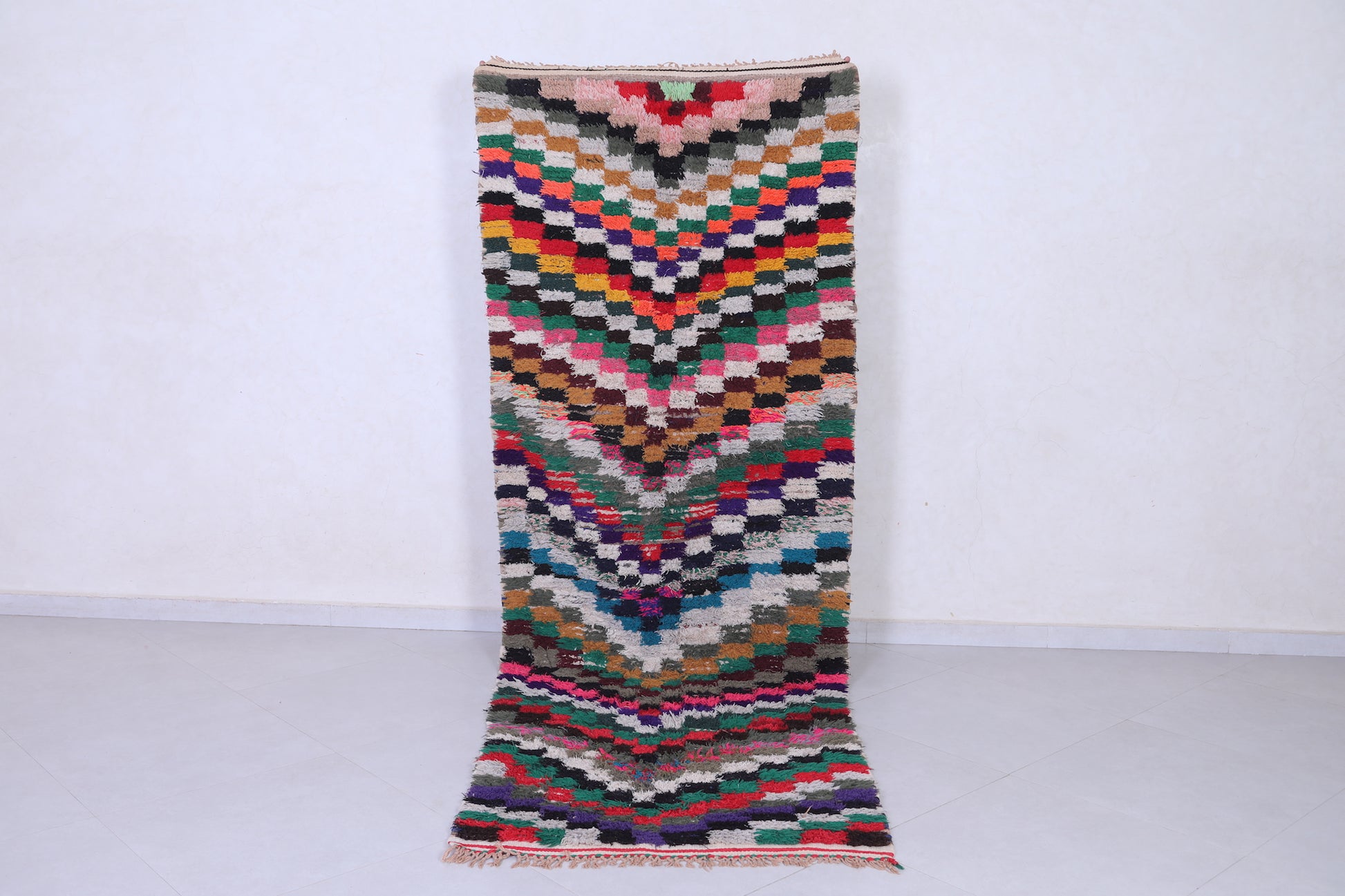 Colorful Handmade Moroccan Rug Runner 3.5 X 9 Feet