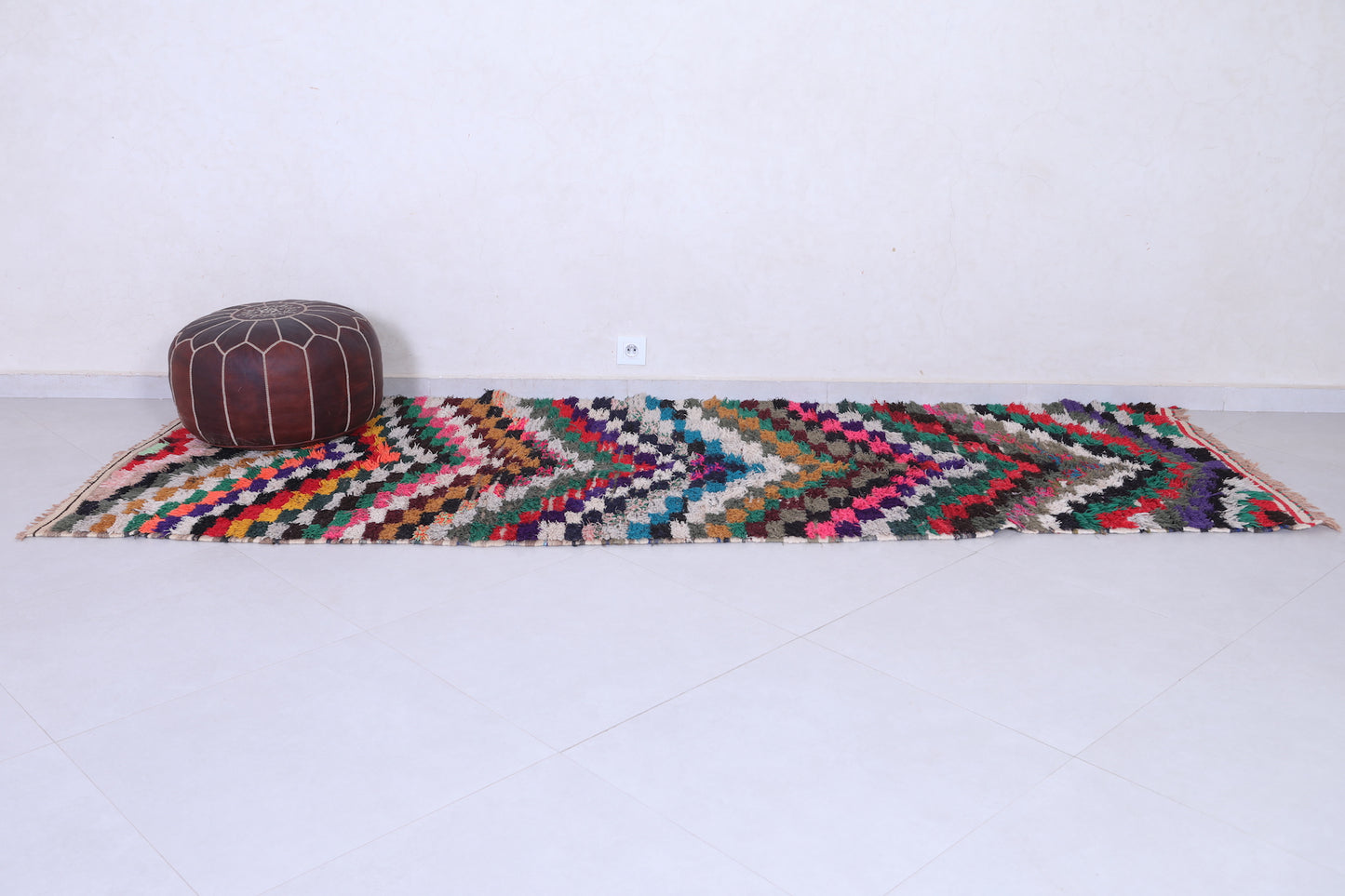 Colorful Handmade Moroccan Rug Runner 3.5 X 9 Feet