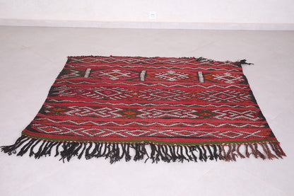 Antique Moroccan Handwoven kilim 5.3 FT X 4.4 FT