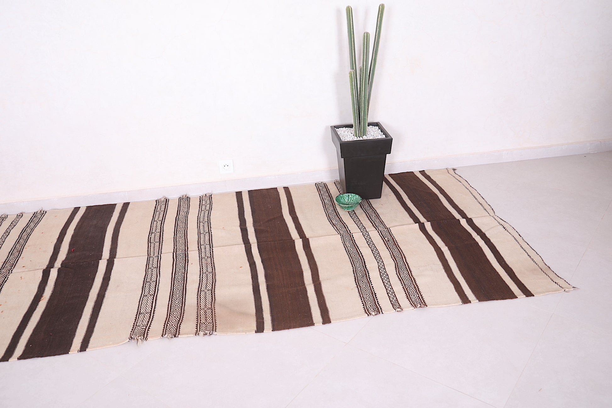 Striped Moroccan Hallway Kilim Rug 4.3 X 11 Feet