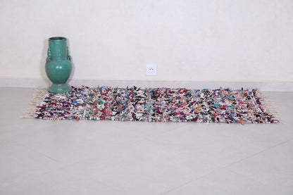 Vintage Moroccan Boucherouite rug 2.4 X 5.3 Feet
