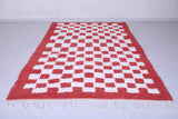 Red moroccan handmade rug 6.2  X 8.8 Feet