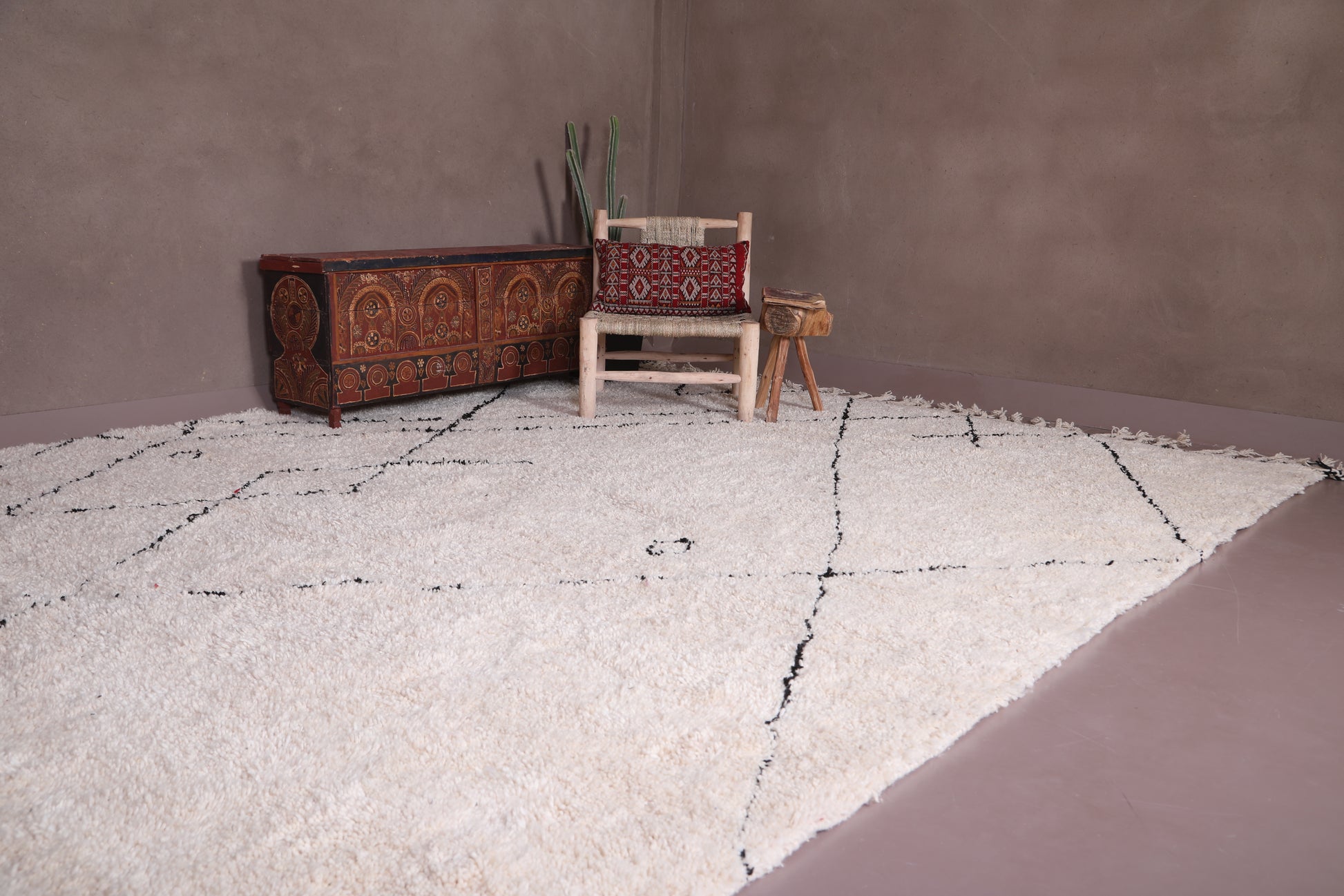 Beni Ourain Rug Wool - Hand Knotted Berber carpet - Custom Rug