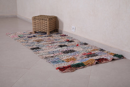 Vintage tribal berber rug 2.6 ft x 6.4 ft