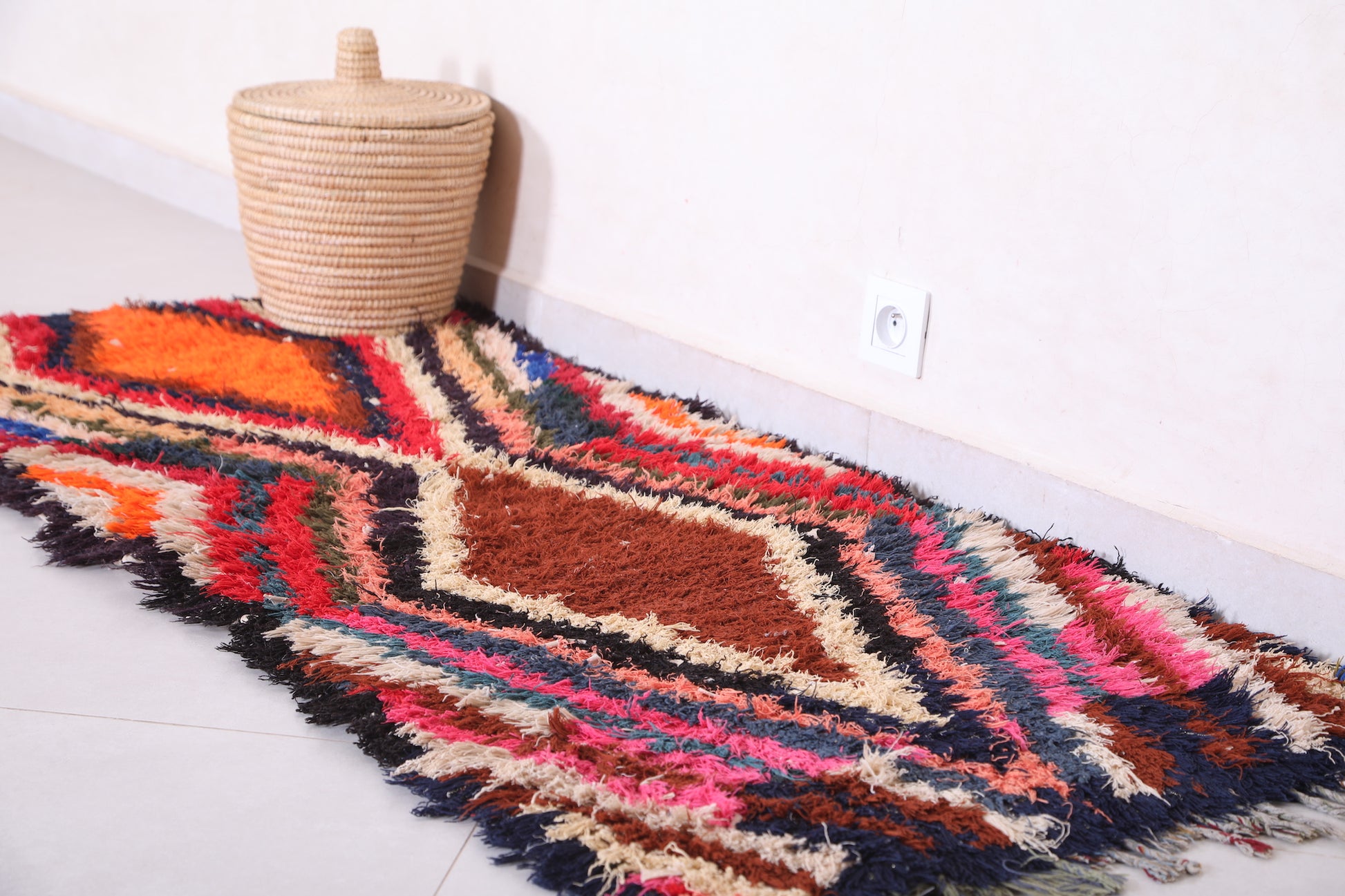 Colorful handmade berber runner rug 2.3 X 5.3 Feet