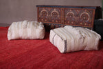 Two Handwoven Moroccan Decorative Poufs