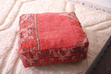 Square Moroccan Pouf handmade old red pouf