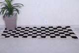 Long Handmade Moroccan Check Rug 2 X 5.6 Feet