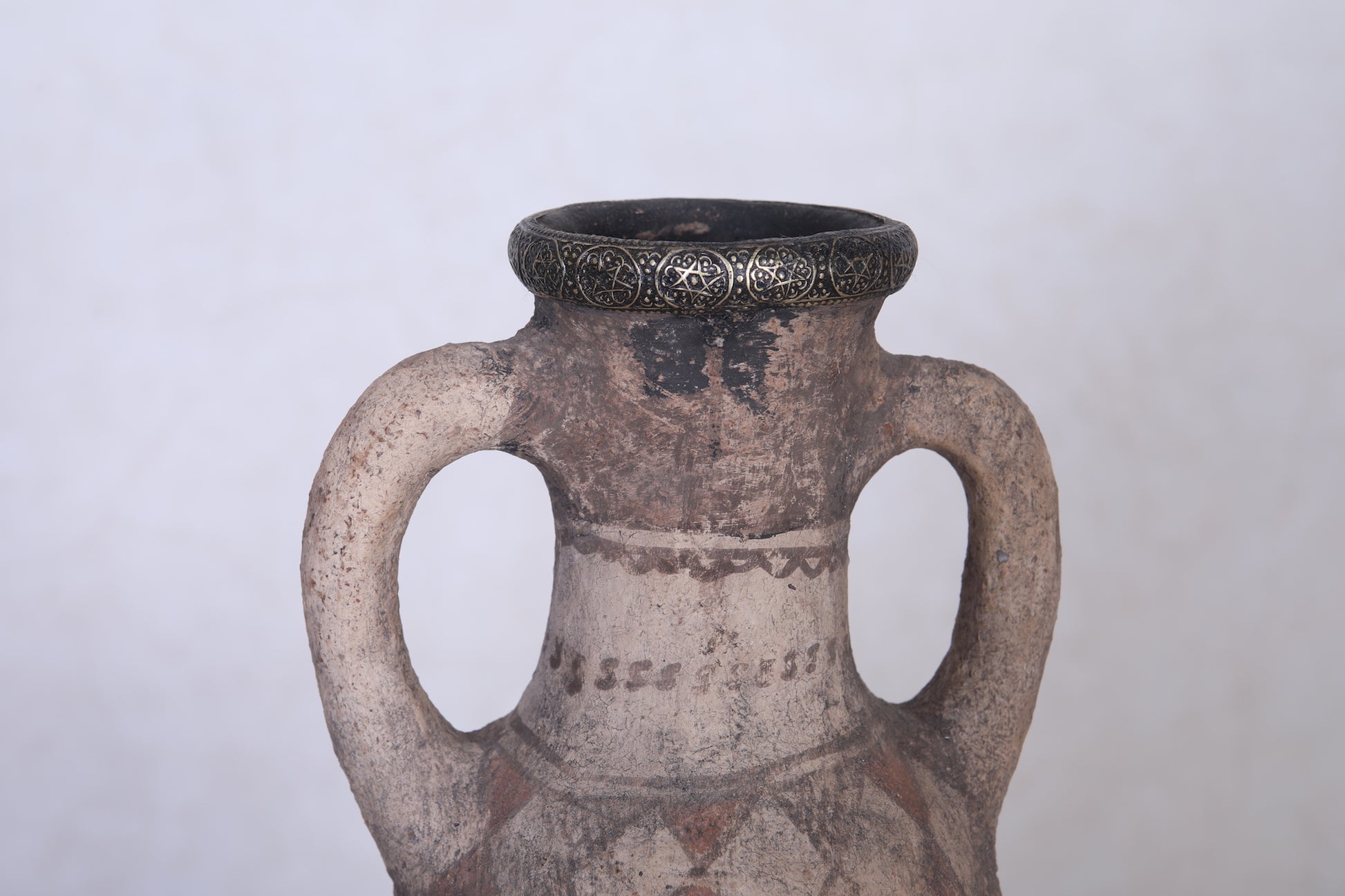 Antique moroccan clay water pot 6.2 INCHES X 10.2 INCHES