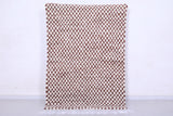 Brown and beige shaggy checkered rug 4.4 X 6.4 Feet