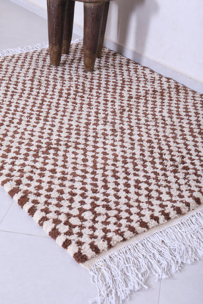 Brown and beige shaggy checkered rug 4.4 X 6.4 Feet