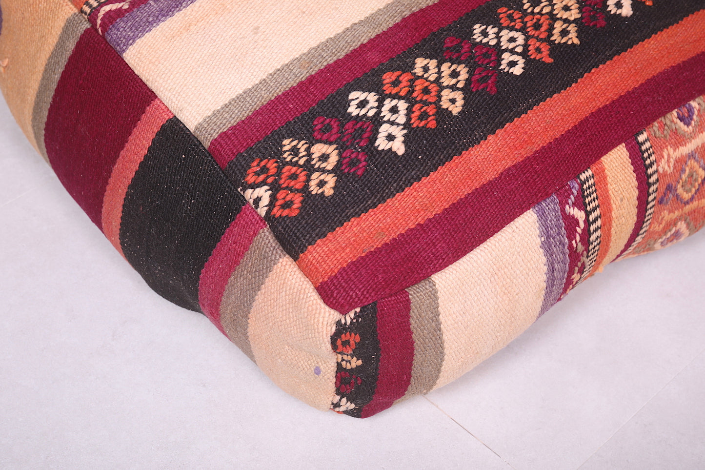 Vintage Berber handmade berber rug pouf