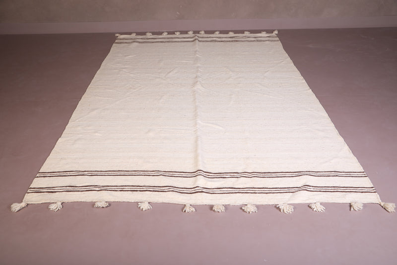 Moroccan Rug 6.3 x 10.1 Feet - Minimalist Beige with Black Stripes - moroccan rug