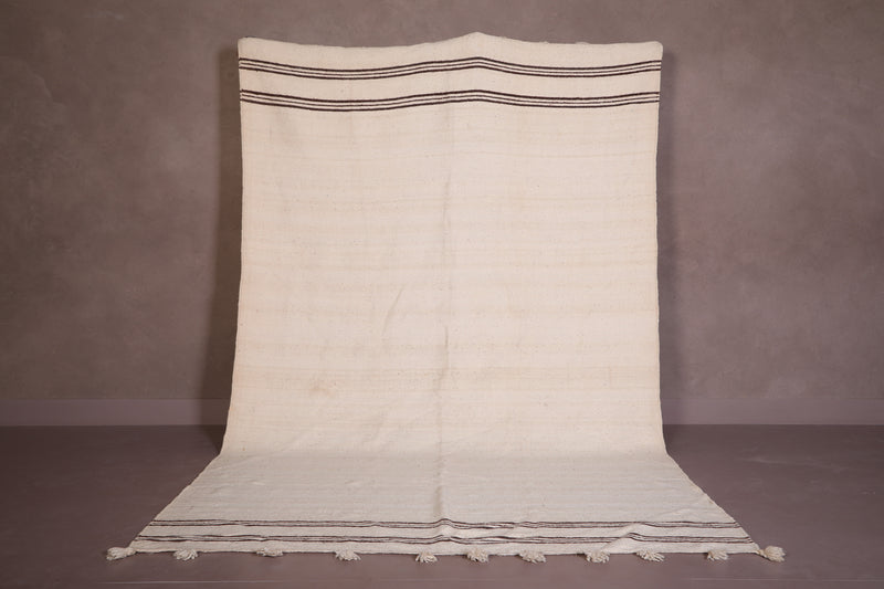 Moroccan Rug 6.3 x 10.1 Feet - Minimalist Beige with Black Stripes - moroccan rug