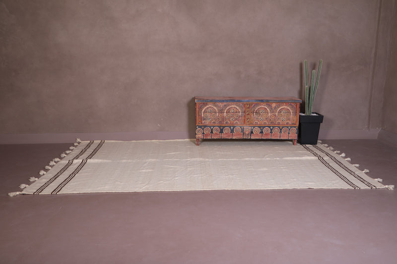 Moroccan Rug 6.3 x 10.1 Feet - Minimalist Beige with Black Stripes - moroccan rug