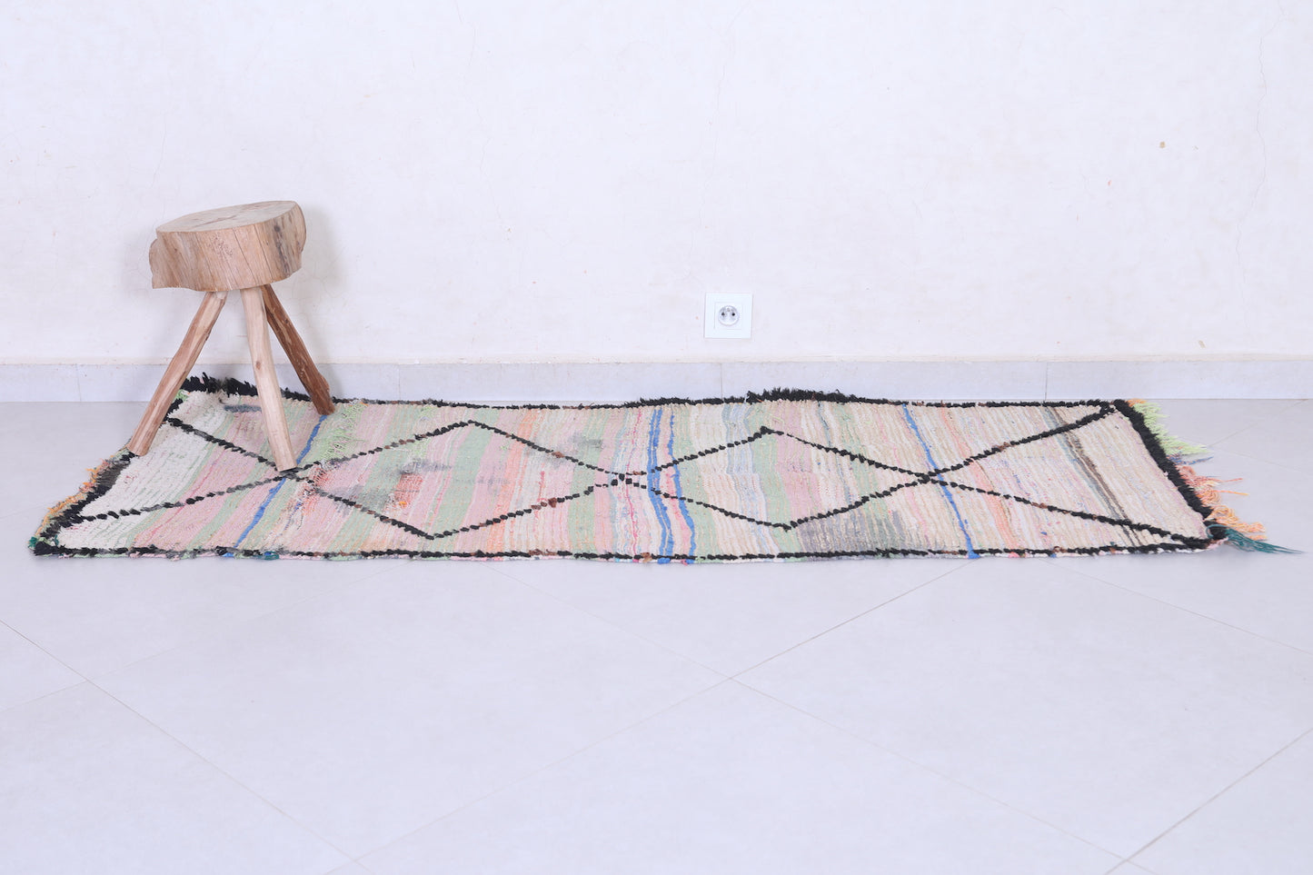 Colorful Moroccan Rug Runner 2.2 X 5.9 Feet