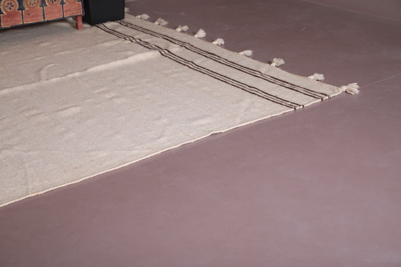 Moroccan Rug 6.3 x 10.1 Feet - Minimalist Beige with Black Stripes - moroccan rug