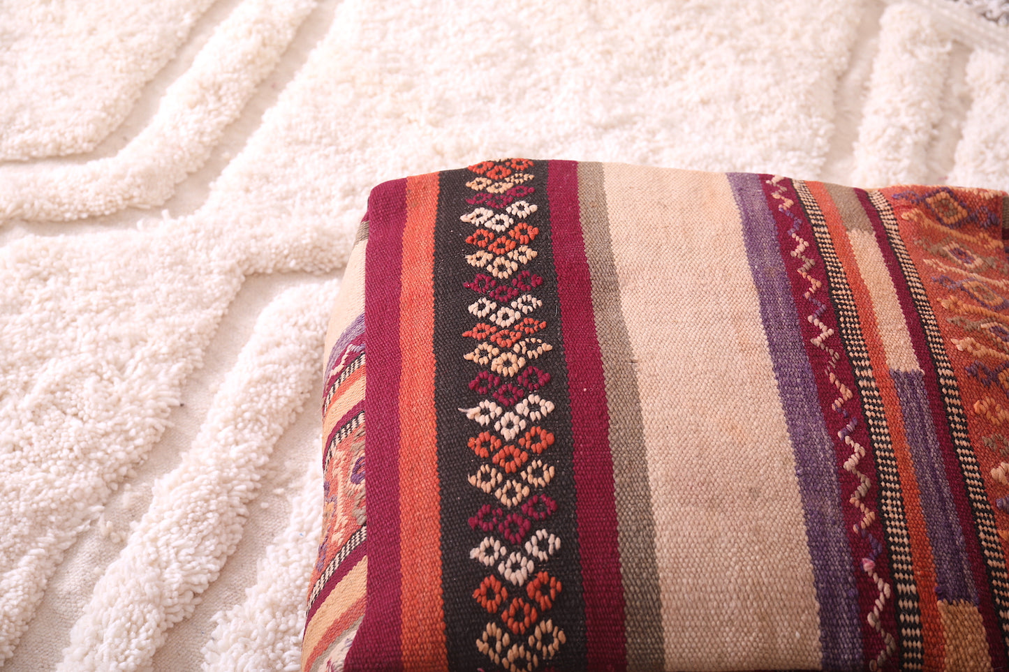 Vintage Berber handmade berber rug pouf