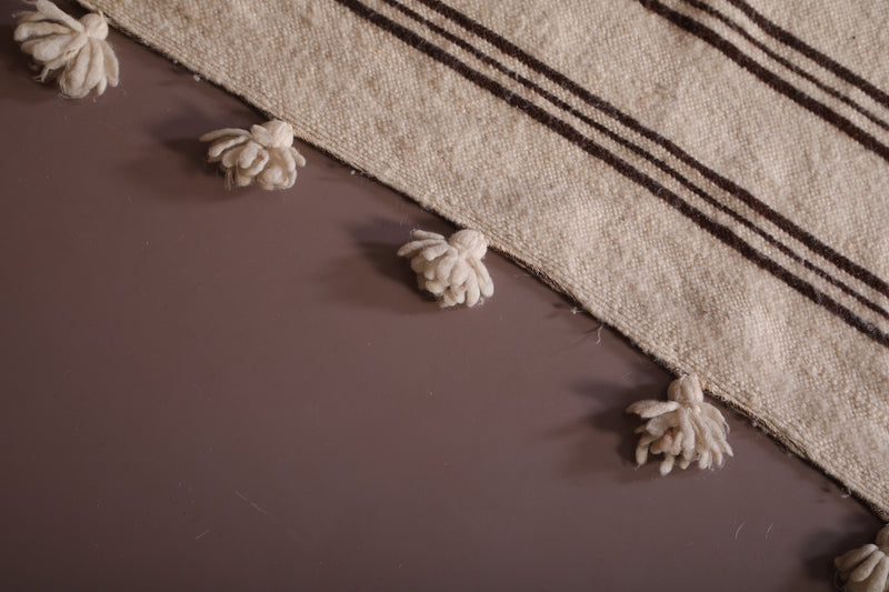 Moroccan Rug 6.3 x 10.1 Feet - Minimalist Beige with Black Stripes - moroccan rug