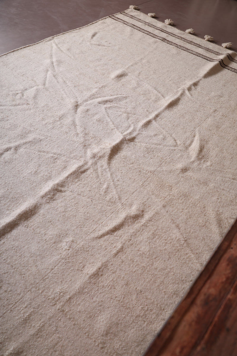 Moroccan Rug 6.3 x 10.1 Feet - Minimalist Beige with Black Stripes - moroccan rug