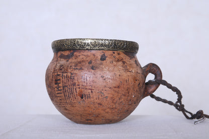 Antique moroccan clay water pot 5.1 INCHES X 4.1 INCHES