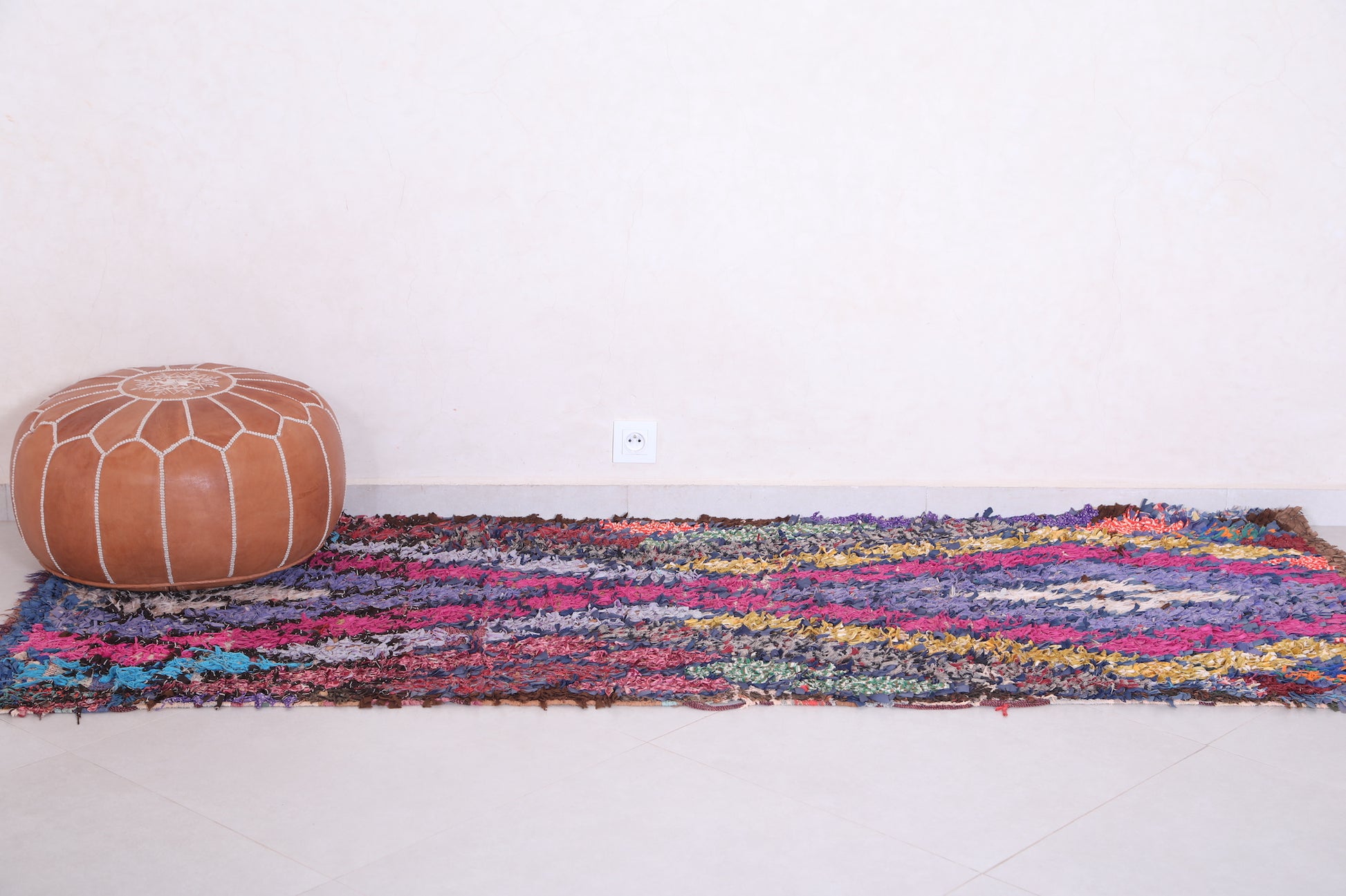 Long colorful vintage Moroccan rug 3 X 7.8 Feet