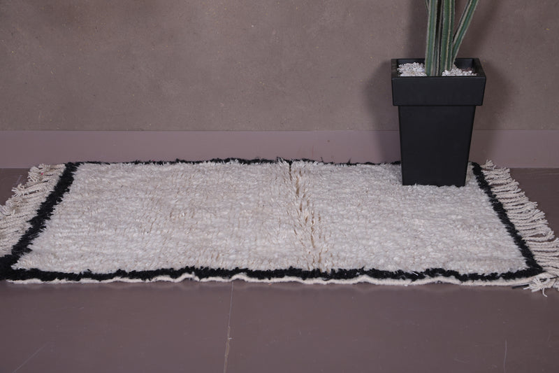 Beni Ourain Rug 3.3 x 4.8 ft - Handmade Black Border Carpet - moroccan rug
