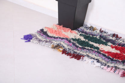 Colorful long shaggy Moroccan rug 2.2 X 6.6 Feet