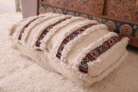 Moroccan ottoman woven rug pouf cover
