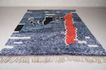 Hand knotted Moroccan blue rug 7.9 X 10.4 Feet