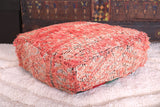 Rose Moroccan handmade old rug pouf ottoman