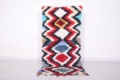 Long Colorful Shaggy Moroccan rug 2.5 X 5.5 Feet