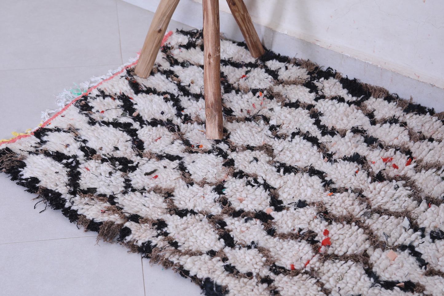 Vintage handmade moroccan berber runner rug 2.2 FT X 4.6 FT