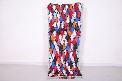 Handwoven Colorful Moroccan Rug 2.7 x 6.7 ft | Vibrant Boucherouite Decor - moroccan rug