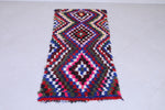 Colorful Moroccan Chess Rug Runner 2.6 X 5.9 Feet