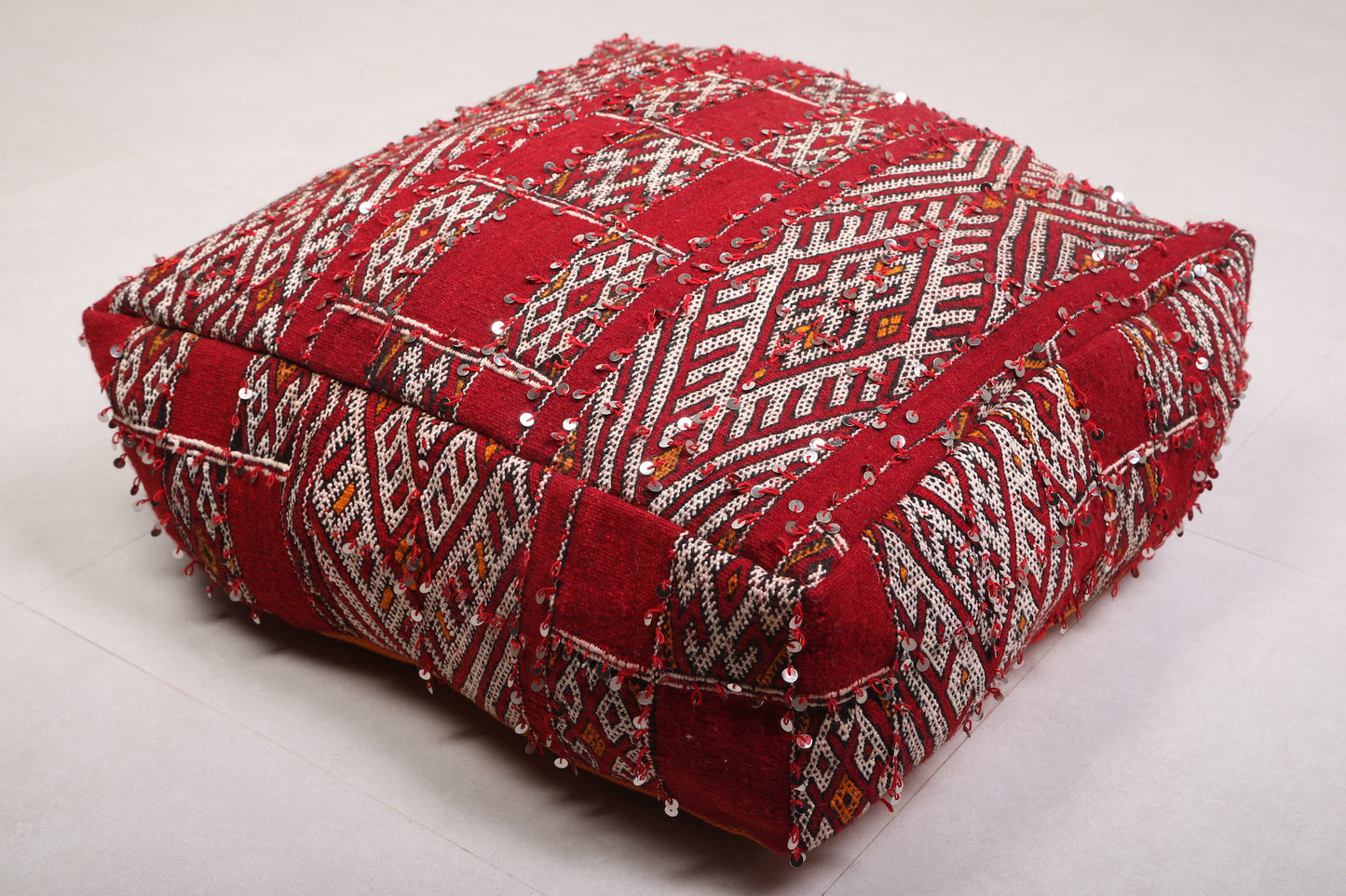 Two Kilim ottoman rug poufs for home decor