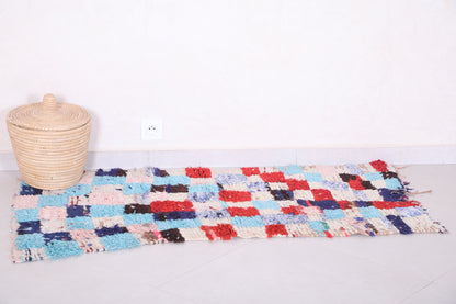 Shaggy boucherouite runner rug 2.2 X 4.4 Feet