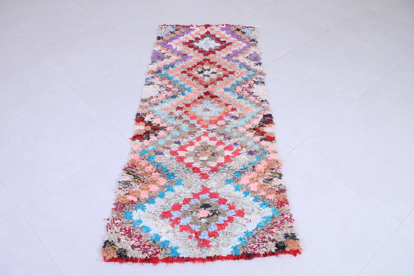 Colorful Vintage Moroccan hallway rug 2.4 X 6.1 Feet