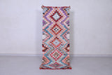 Colorful Vintage Moroccan hallway rug 2.4 X 6.1 Feet