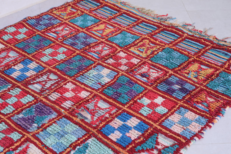 Colorful handmade moroccan berber rug 4.4 X 6.3 Feet
