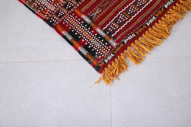 Handwoven Moroccan Rug 3.7 FT X 5.6 FT – Vibrant Berber Design - Handwoven Kilim