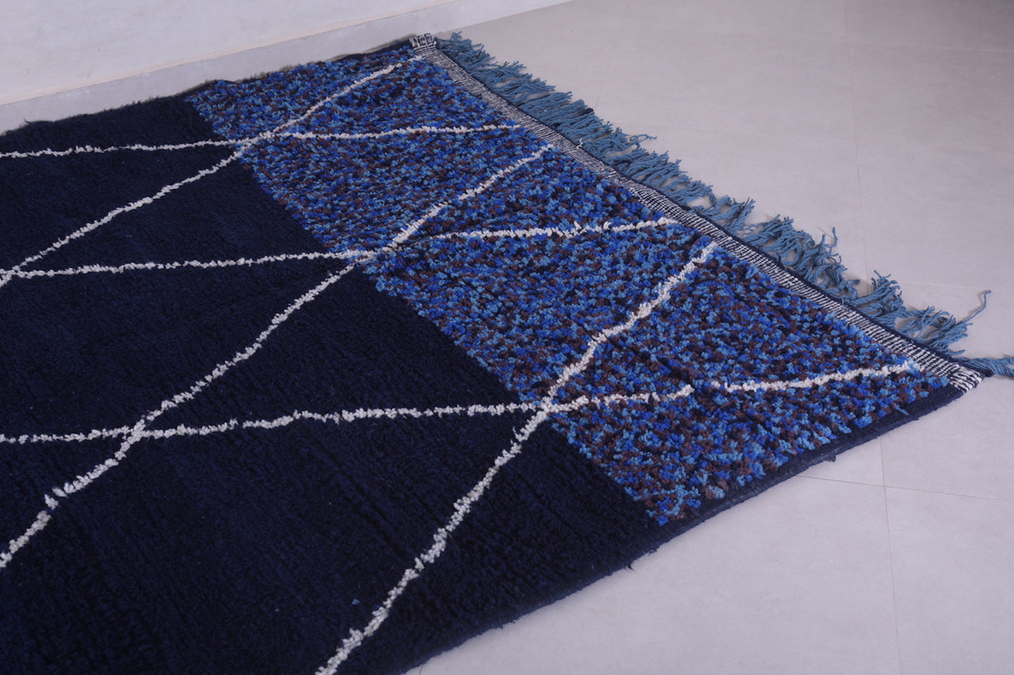 Custom moroccan rug Blue - hand knotted berber rug