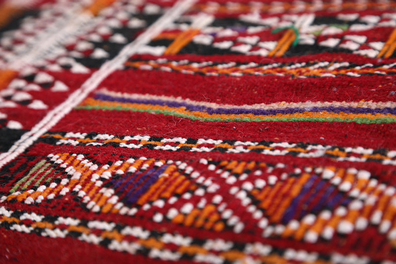 Handwoven Moroccan Rug 3.7 FT X 5.6 FT – Vibrant Berber Design - Handwoven Kilim