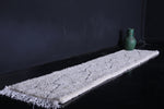 Long Handmade Moroccan White And Black Rug 2.2 X 9.8 Feet