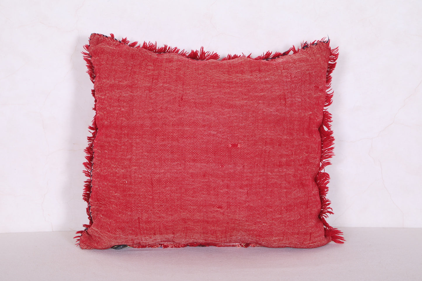 Red Moroccan Pillow rug 16.5 INCHES X 18.1 INCHES