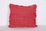 Red Moroccan Pillow rug 16.5 INCHES X 18.1 INCHES