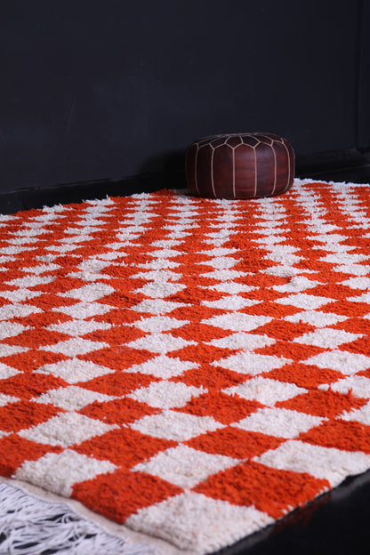 Orange Checkered rug - Moroccan rug - Checkered area rug