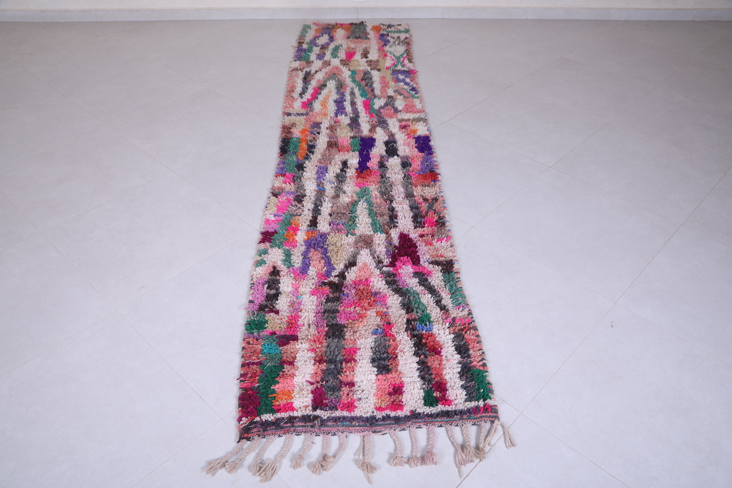 Colorful handmade moroccan runner rug 2.3 X 10.2 Feet