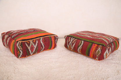 Two Boho ottoman berber poufs cover