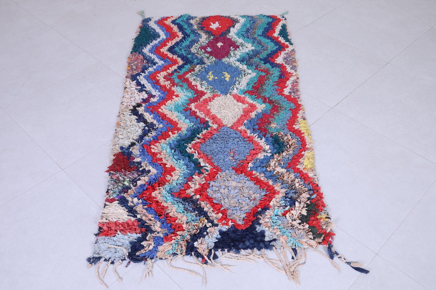 Colorful Moroccan Boucherouite Rug 3 X 5.9 Feet